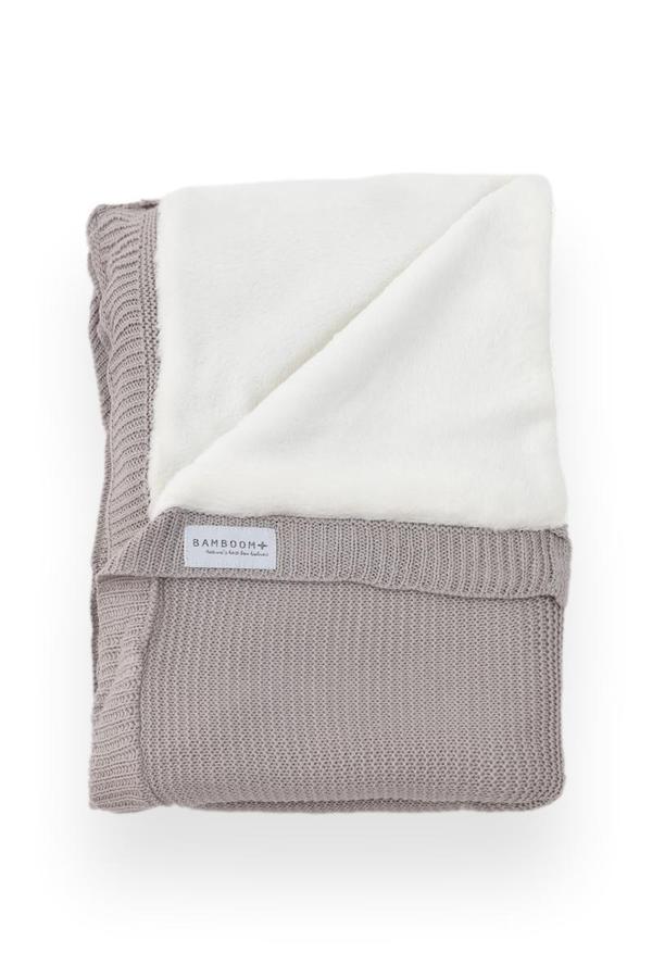 Coperta culla neonato fatta a maglia + lato peluche 75x100